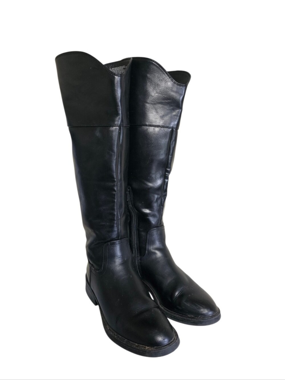 Nine West Pattycake Black Leather Zip Knee High Comfort Boots Women's Size 6.5 M